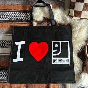 I Love Goodwill Black Reusable Jumbo Shopping Tote New with Tags